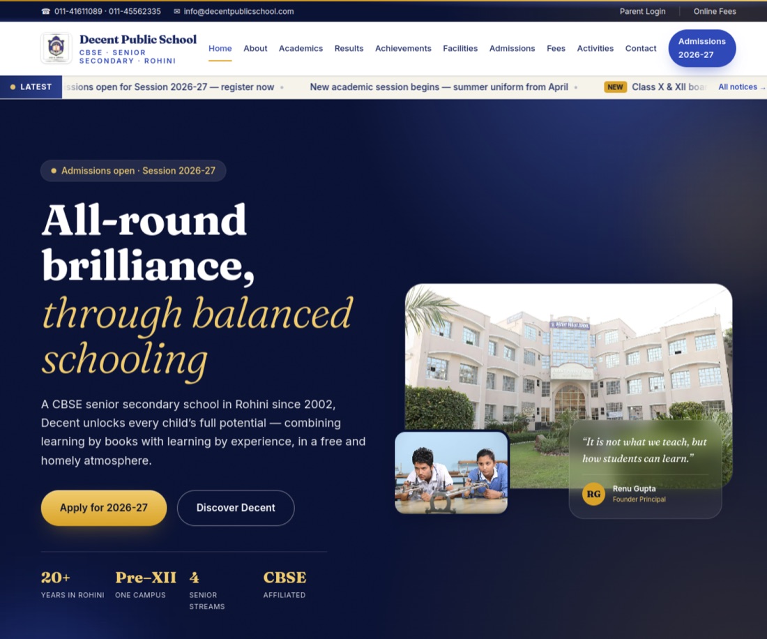 Decent Public School website
