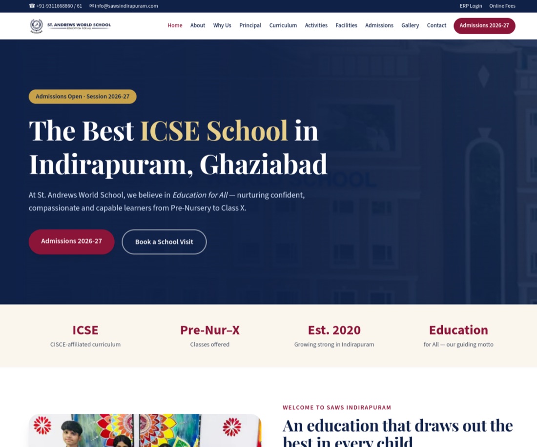 St. Andrews World School website